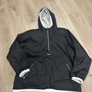 Vtg Nike Jacket BlackCenter Swoosh 1/4 Zip Reversible Windbreaker Pullover 90s L